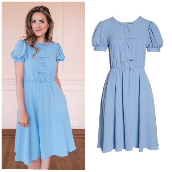 Gal Meets Glam Ellie Crepe Puff Sleeve Plus Dress - Picture 6 of 6